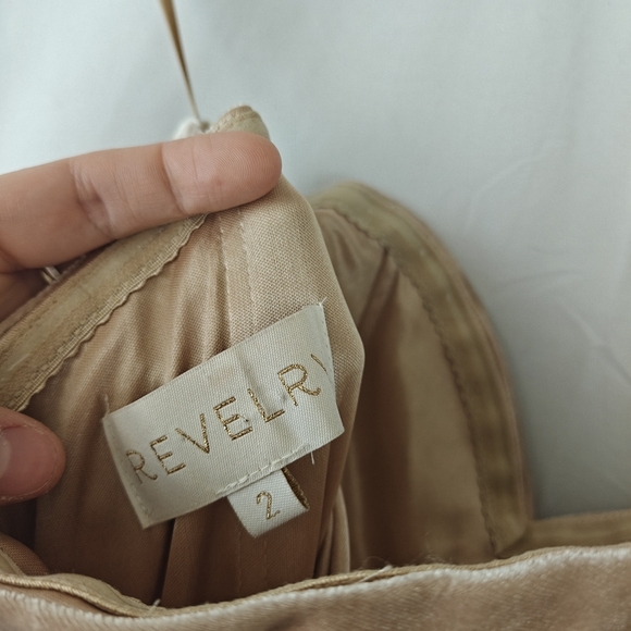 Reveley Quinn Velvet Maxi Strapless Dress In Gold Champagne Size 2 Women's - Picture 11 of 13